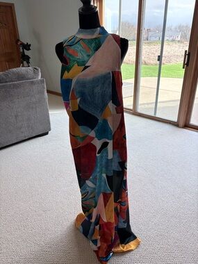 Nicole Miller Multicolor Abstract Print Maxi Dress